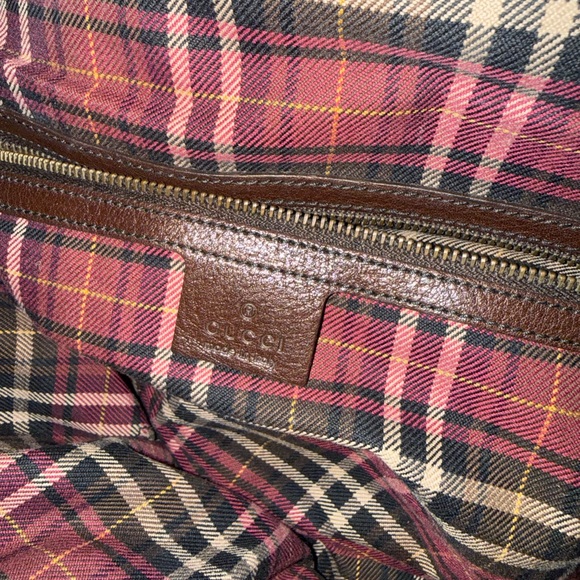 Vintage Gucci Brown Shoulder Bag with Gold Accents - Picture 5 of 6